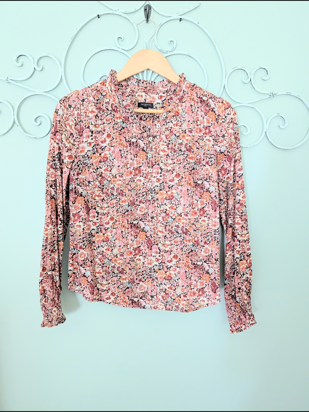 Talbots Petite Floral Metallic Top